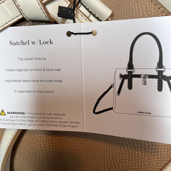 NWT Adrienne Vittadini Madison Lizard Lock Solid Satchel - Picture 8 of 14